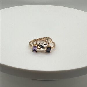 57. Elegant Gold‎ and Purple Gemstone Ring Set
